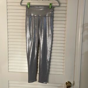 AllFenix Liquid Silver Metallic Leggings Size S